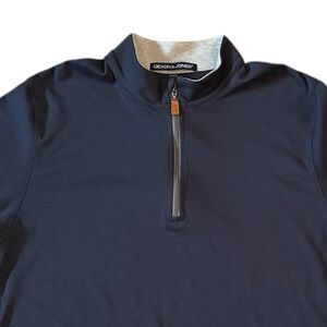 Devon & Jones Mens Navy Blue 1/4 Zip Pullover Size L‎ EUC Lg Sleeve 100% Cotton